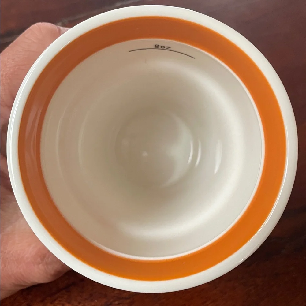 Starbucks VIA 2011 White-Orange Rubber Grip 8-oz Travel Tumbler *NO LID*